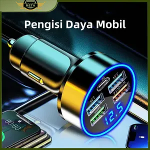 [Meta] Pengisi daya mobil dengan tampilan digital, kepala pengisian daya ponsel PD pengisian cepat 5usb dengan pengisi daya mobil halo Car