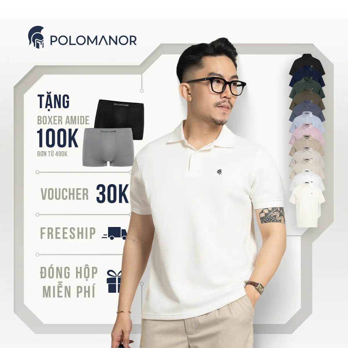 Áo polo nam Có Cổ BASIC SYMBOL ngắn tay vải cá sấu cotton Pique interlock cổ điển, sang trọng, Menswear - POLOMANOR thanh lịch