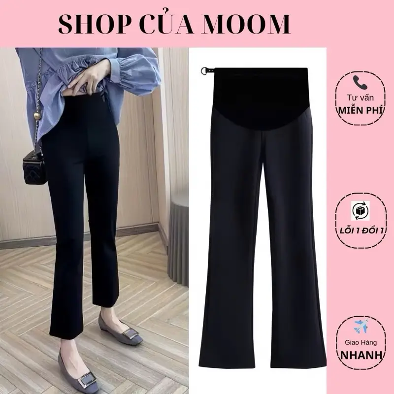 [Nhà Moom] Quần bầu ống loe , chất liệu UMI form cực tôn dáng cho Mẹ bầu