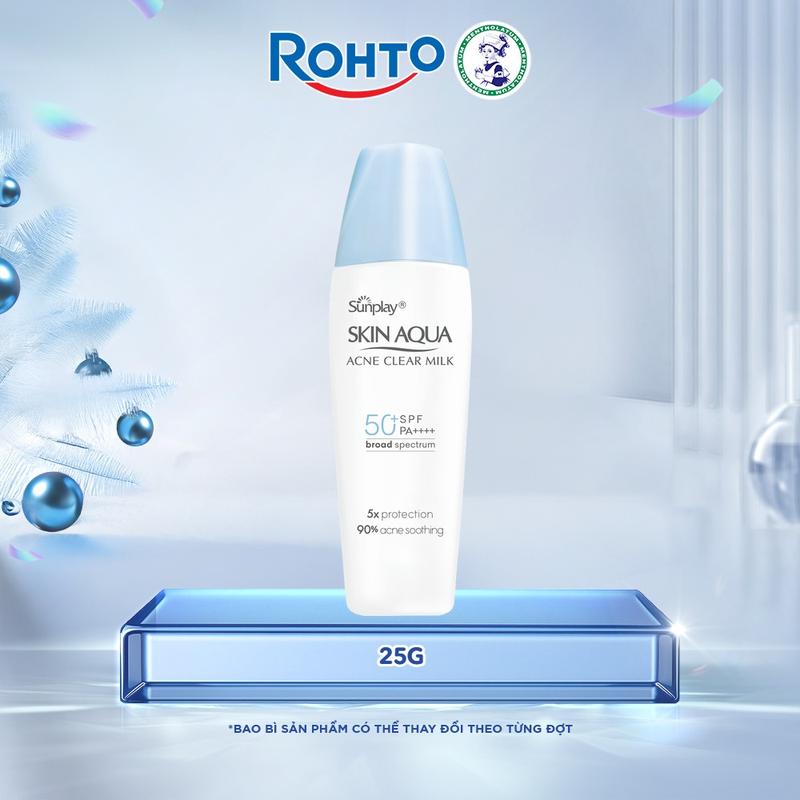  Sữa chống nắng dưỡng da ngừa mụn Sunplay Skin Aqua Acne Clear Milk SPF 50+ PA++++ 25g - Eco Vietnam 