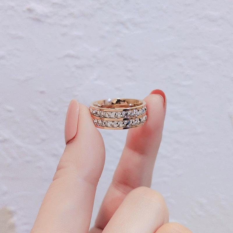 COD titanium steel ring, elegant design, with zircon, stackable stainless steel ring, Korean version, simple and stylish, colorfast, and can be worn when bathing and swimming. 2