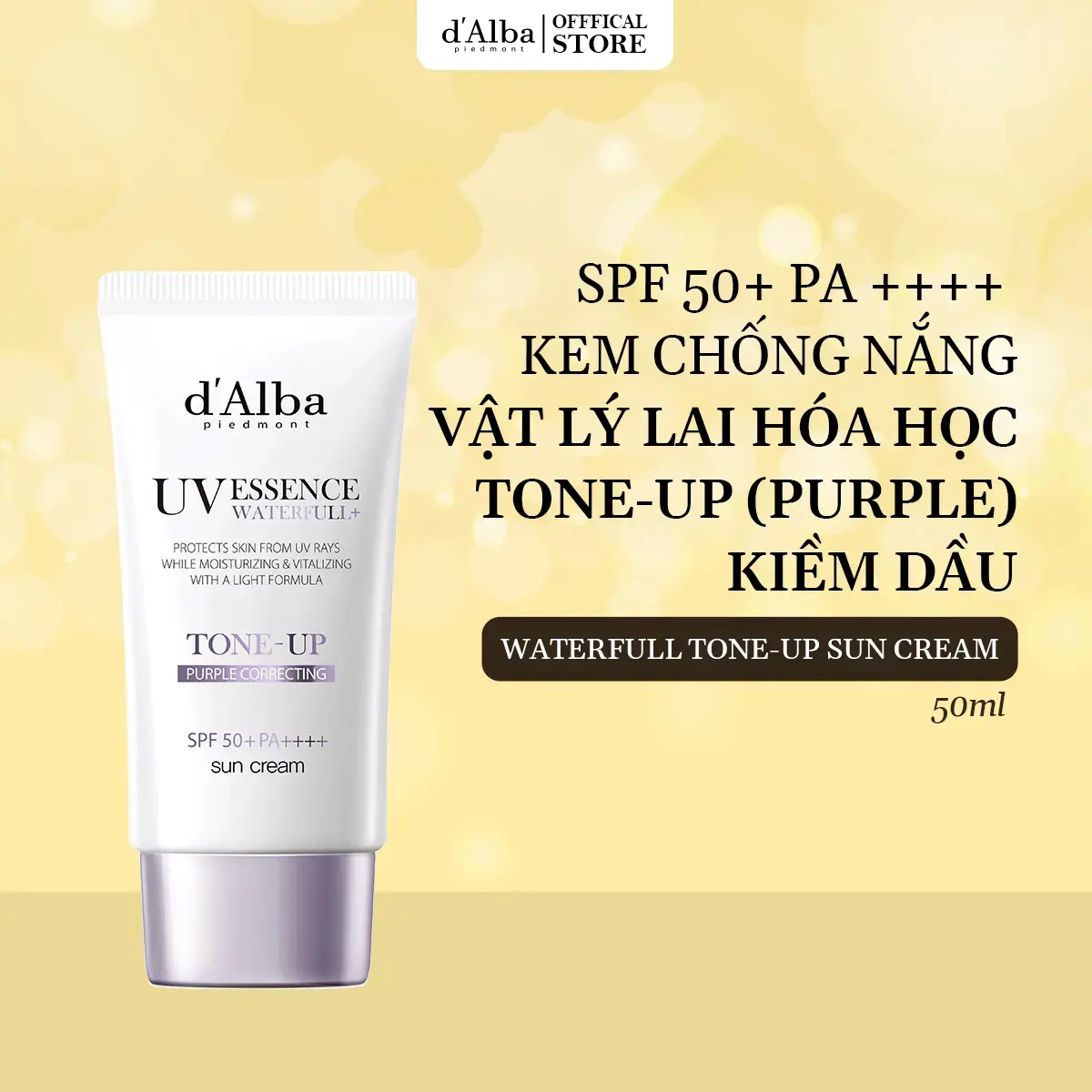 ￼Kem chống nắng d'Alba Nâng tone White Truffle Purple Tone Up Suncream 50ml