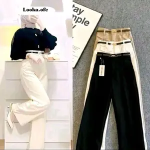 ORO PANTS KNIT - Celana Anti Kusut - Celana Kulot Highwaist Wanita Nyaman