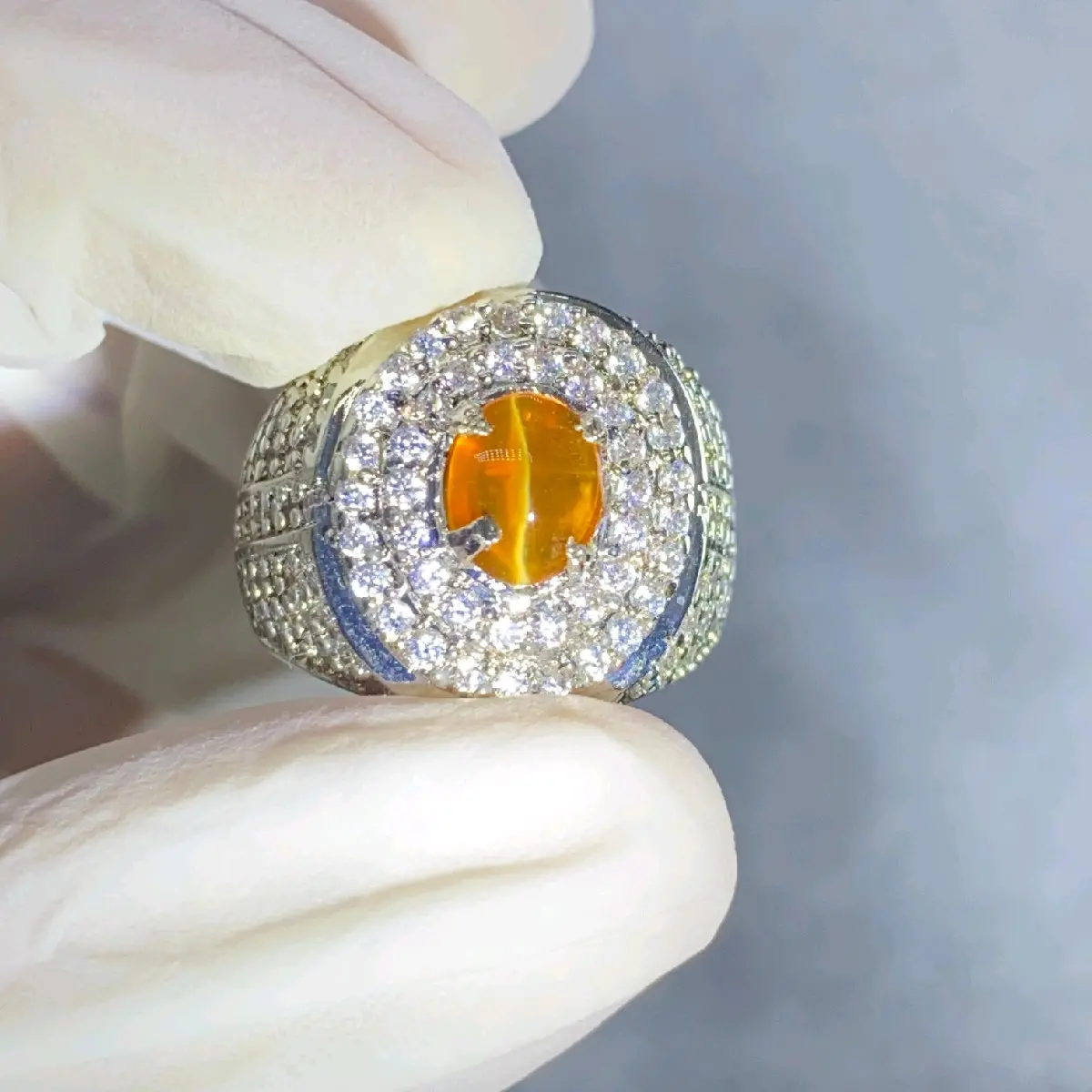 cincin natural cat eye opal