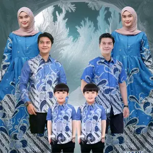 COD BISA PISAH - MULYO BIRU / BAJU BATIK CUOPLE KELUARGA AYAH IBU DAN ANAK LAKI-LAKI SIZE M L XL XXL