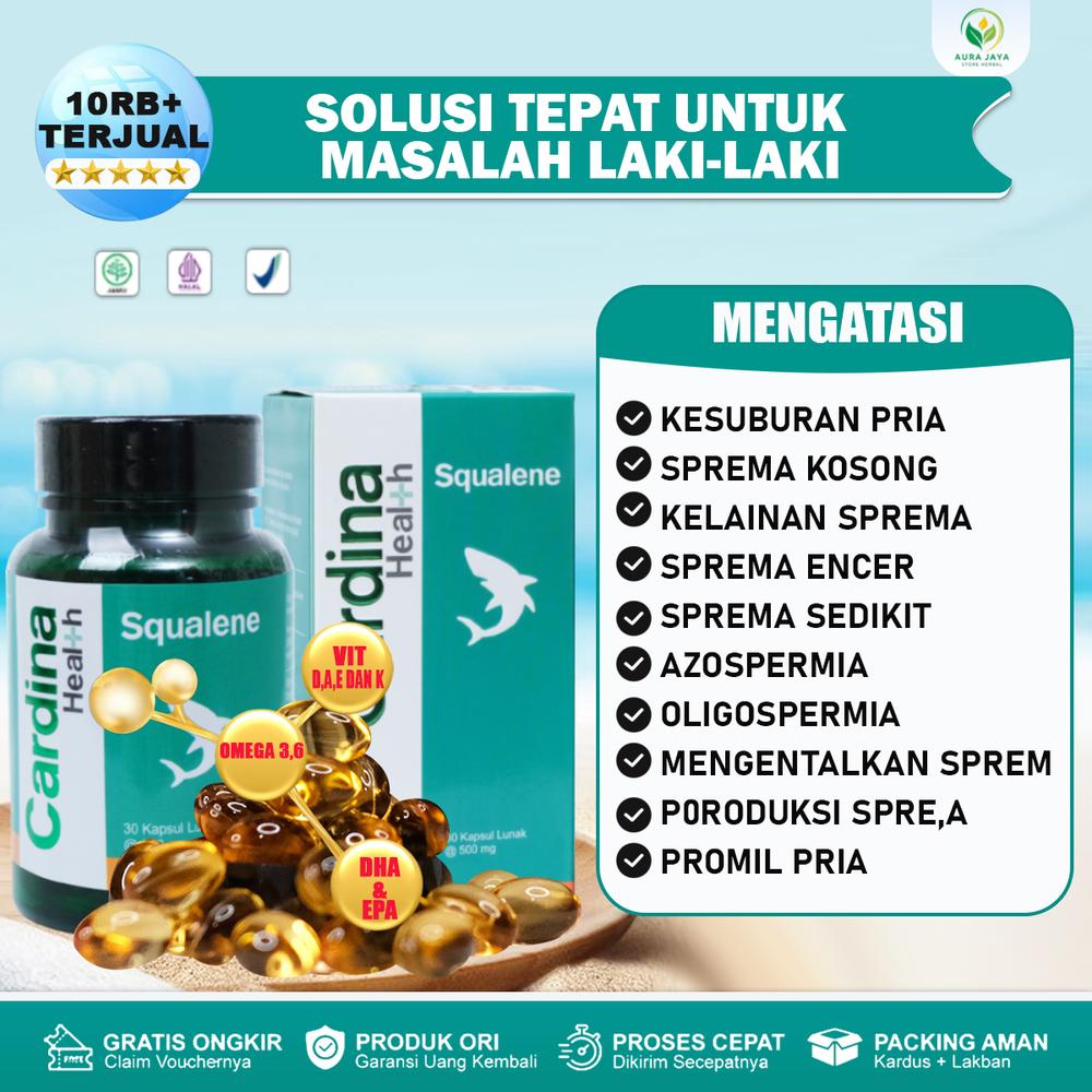 Vitamin Kesuburan Pria Penambah Sprema Pria Pengental Sprema Azoospermia Kelainan Sprema Bantu Atasi Kurang Kentel Encer Promil Pria - Cardina Health Squalene Ekstrak Minyak Hati Ikan Hiu 100% Origina