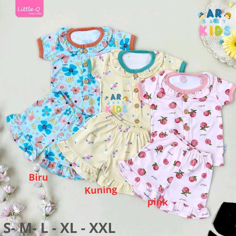 Little Q - BIS Rampel Baju Bayi Pendek Kancing Depan Celana Pendek 3