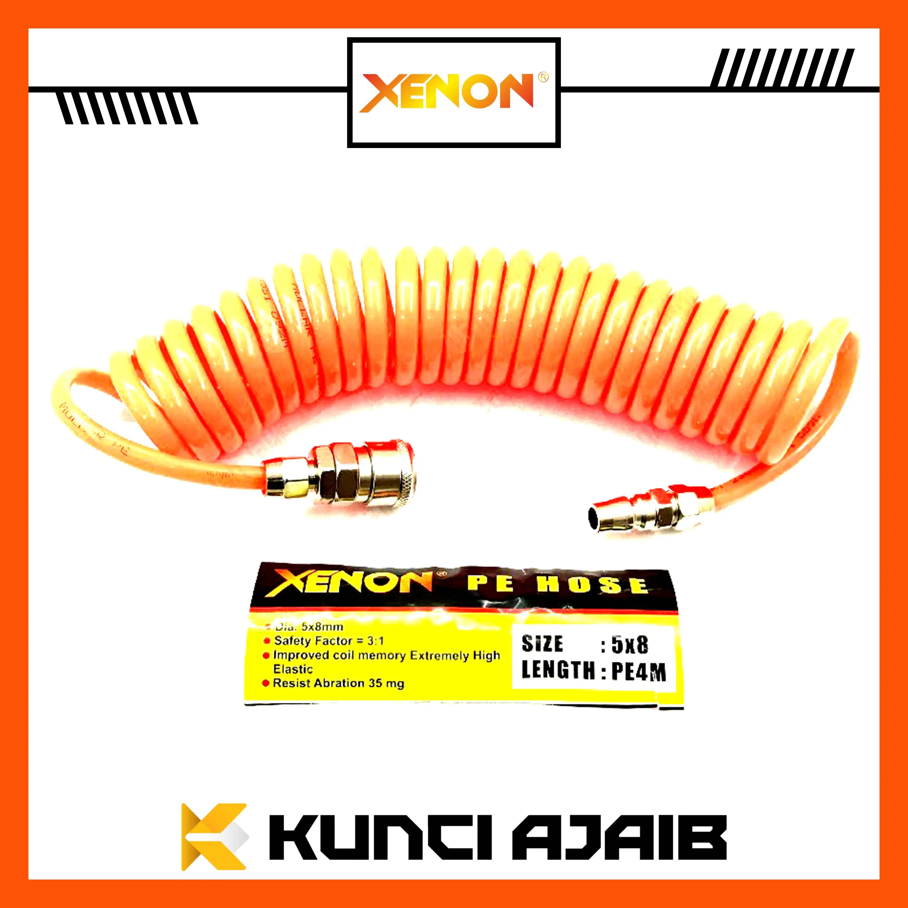 Selang Angin Kompresor Udara Spiral XENON Recoil PE Hose 4 Meter