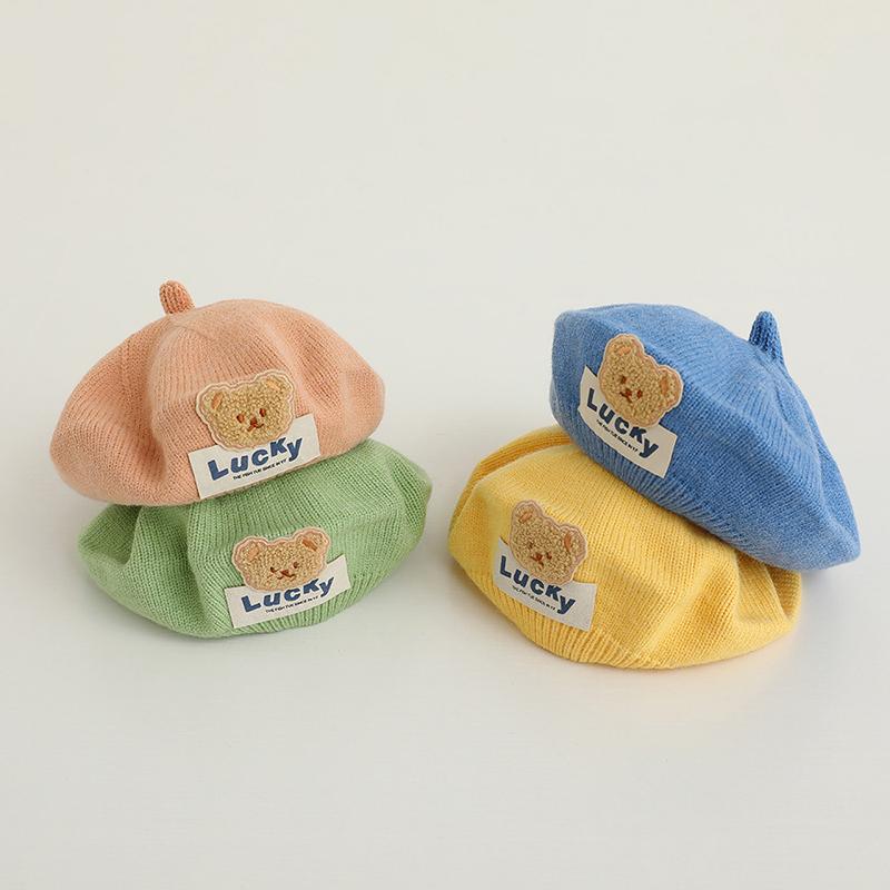 Mũ Dệt Kim Mùa Đông Ấm Áp Cho Bé, Mũ Nồi Gấu Hàn Quốc Cho Trẻ Sơ Sinh, Mũ Len Cho Bé Trai Và Bé Gái, Mũ Họa Sĩ Nghệ Sĩ