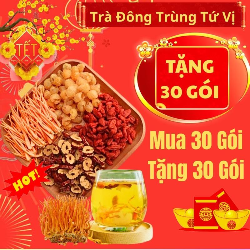 QUÀ TẾT TẶNG 30 GÓI - TỔNG NHẬN 60 GÓI và đường phèn - Trà Đông Trùng Tứ Vị 30 Gói – Giải Nhiệt Mùa Hè Táo Đỏ Kỷ Tử Long Nhãn – Trà Thảo Mộc Tây Bắc Chuẩn Nhà Làm
