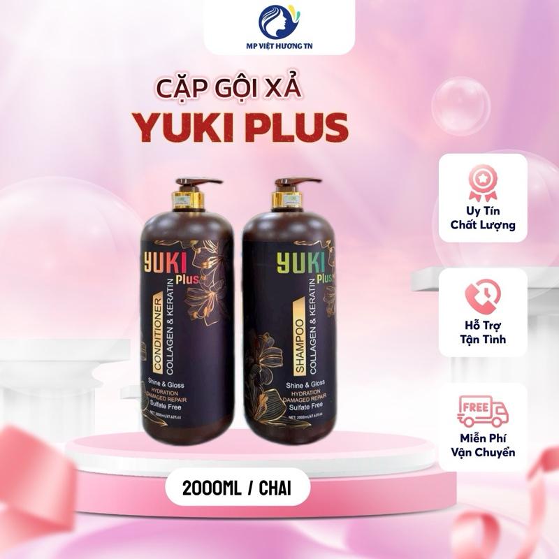 (Chai 2000ml) Cặp Dầu gội + xả Yuki Plus phục hồi hư tổn, hương nước hoa pháp - Hàng chính hãng Gội Đầu Nữ Women Chăm Sóc Tóc daucap Cho Bé