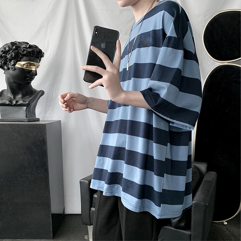 Product Introduction of Vintage striped T-shirt men's clothing Korean-style comfortable fine cloth fashion unisex clothes 29