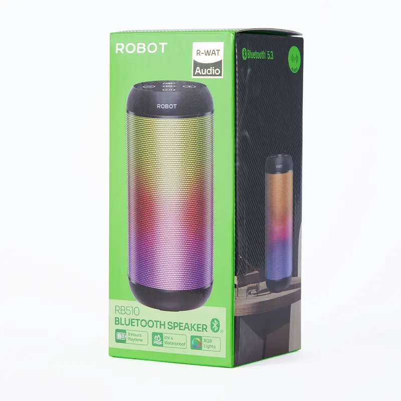 ROBOT Speaker Bluetooth Superbass 10W IPX4 With RGB Light Speaker Wireless Waterproof RB510 Original - Garansi 1 Tahun 7