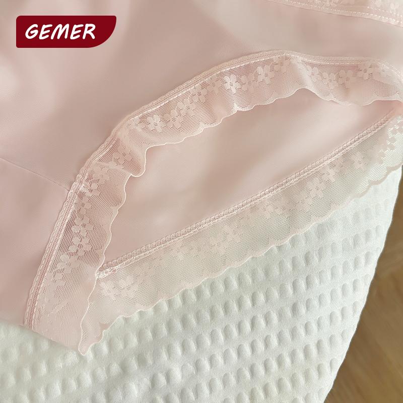 GEMER 7 Pcs Celana Dalam Wanita Bahan Ice Silk Seamless Anti Bakteri, Lembut Ramah Kulit, Pinggang Renda Romantis, Cocok Untuk Wanita Muda