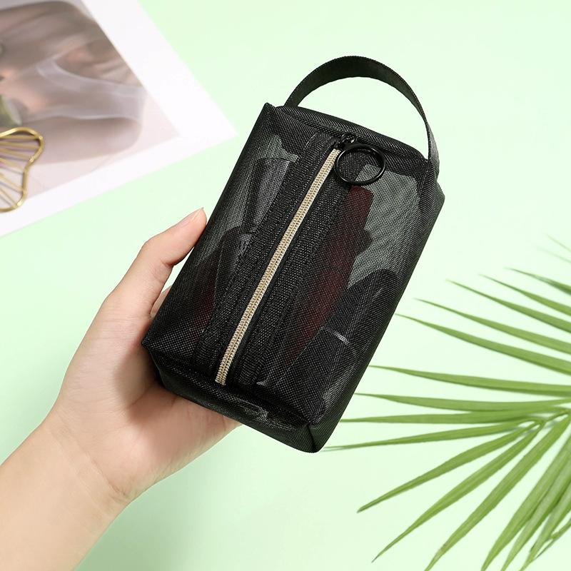 Túi Lưới Đựng Mỹ Phẩm Cầm Tay Thiết Kế Đơn Giản, Thích Hợp Cho Đồ Vệ Sinh Gia Đình, Có Khóa Kéo, Túi Sắp Xếp, Có Thể Đựng Son Môi, Cọ Trang Điểm Và Các Dụng Cụ, Gói Nam Da Bag Nhung Kem 4