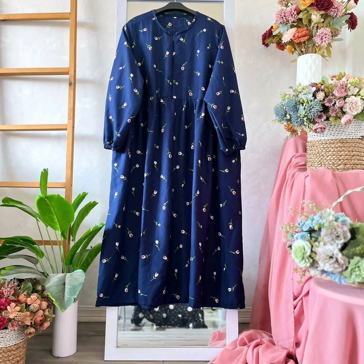 MIDI DRES/MIDI BAHAN RAYON /BAJU RUMAHAN Muslim
