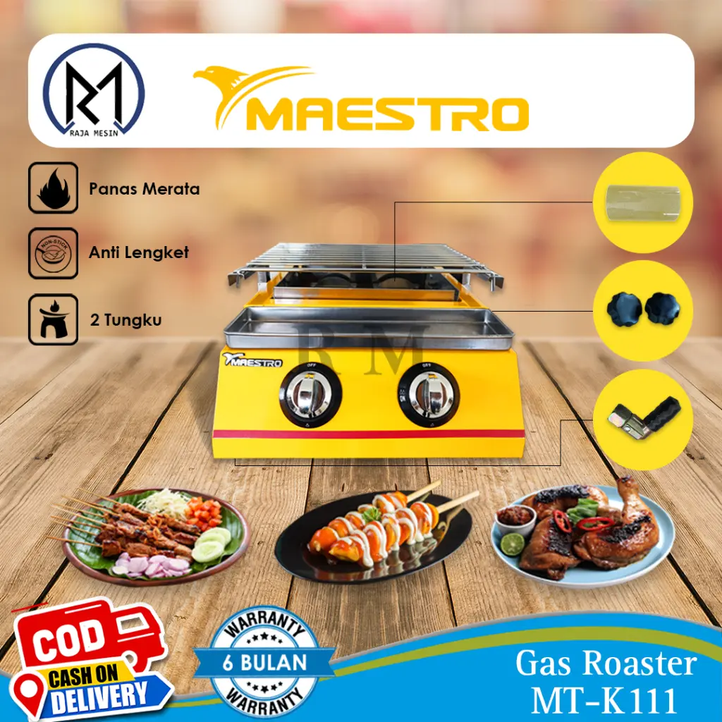 Kompor Pemanggang Sosis / Gas Roaster 2 Tungku Maestro MT-K111