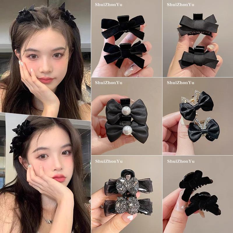 Kẹp Tóc, Cỡ Nhỏ Thiết Kế Nơ Đen, Dành Cho Nữ, Thích Hợp Cho Mùa Thu Và Mùa Đông, Phụ Kiện Tóc, Thích Hợp Cho Tóc Con Và Tóc Mái, Kẹp Tóc, cài tóc