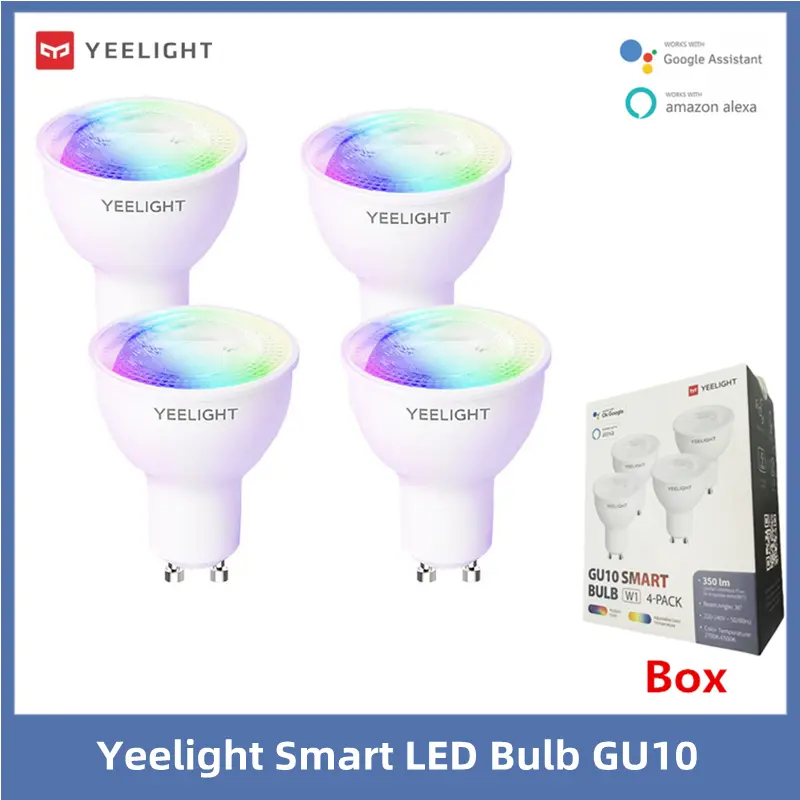 Yeelight GU10 Smart LED Bulb W1 Dimmable / Colorful Lamp 350Lumen Game Music Sync Voice Control Gclightingbathsolutionsg For App Google Assistant alexa