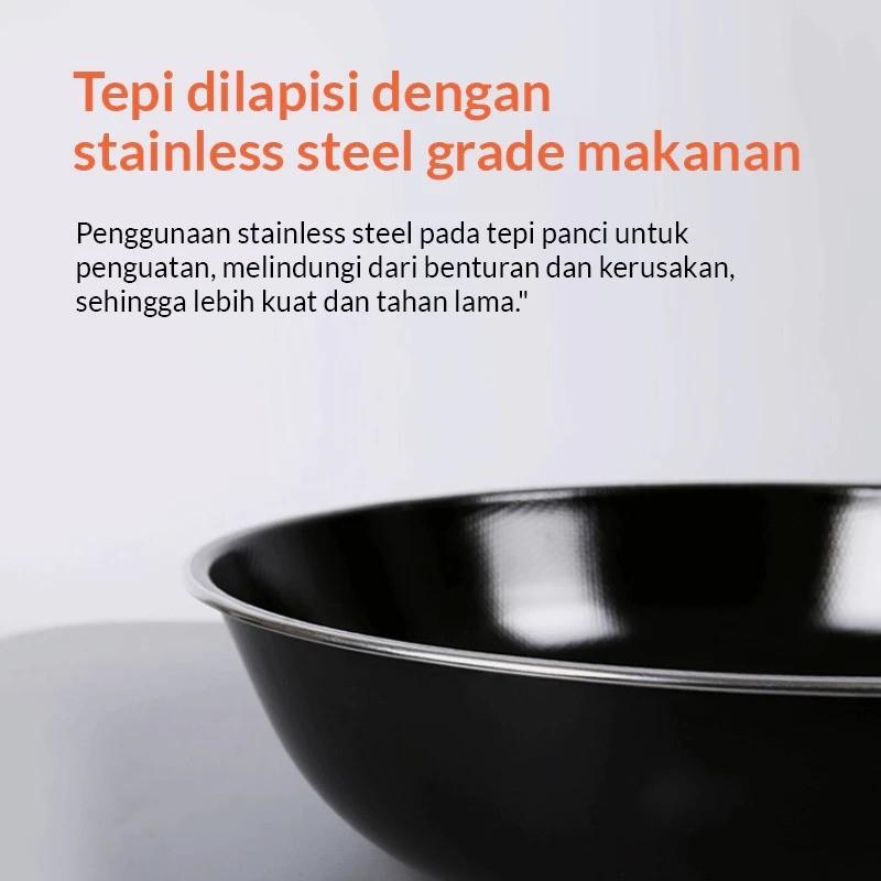 Factory Outlet YUMI Store Wajan Penggorengan Enamel Anti Lengket 34 cm Warna Hitam - Masak 4