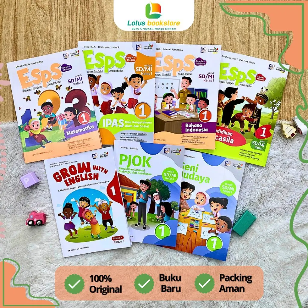 Seri Esps SD Kelas 1 - Kurikulum Merdeka - Matematika - IPAS - Indonesia - English Dll - Penerbit Erlangga - Buku Original