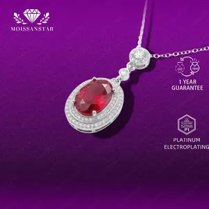 OS4-MS-N19 Kalung Wanita Moissan Star Permata Garansi 1 Tahun Lapis 5 Layer Platinum Kalung Wanita Desain Mewah Elegan Simpel Moissan Star Asli For Gift birthday Hadiah Pasangan Cewek Wanita Perempuan Pria Laki laki Free Box N19
