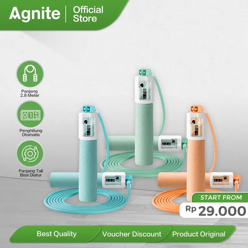 Agnite Jump Rope with Counter / Skipping Rope / Tali Skipping / Tali Lompat Tali Dengan Penghitung Otomatis Berbagai Warna Lucu Kualitas Tinggi F41XX