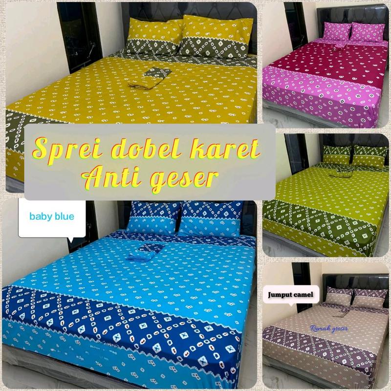 SPREI DOBEL KARET ANTI GESER UKURAN KOMPLIT SPREI MOTIF JUMPUTAN SOLO//SPREI JUMPUTAN BEST SELLER/SPREI BATIK JADUL 1