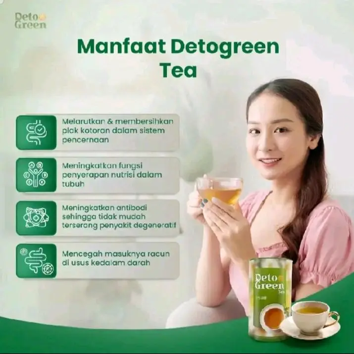 KEMASAN BARU VIRAL!! Deto Green Teh Hijau Celup Herbal Alami Kesehatan Sistem Perncernaan Untuk Membersihkan Usus Kotor Asli Original Air Tea Honey Peach 2