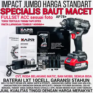 mesin impact wrench APR impact wrench jumbo 1/2 1800NM AP78+ plus upgrade baterai 15cell