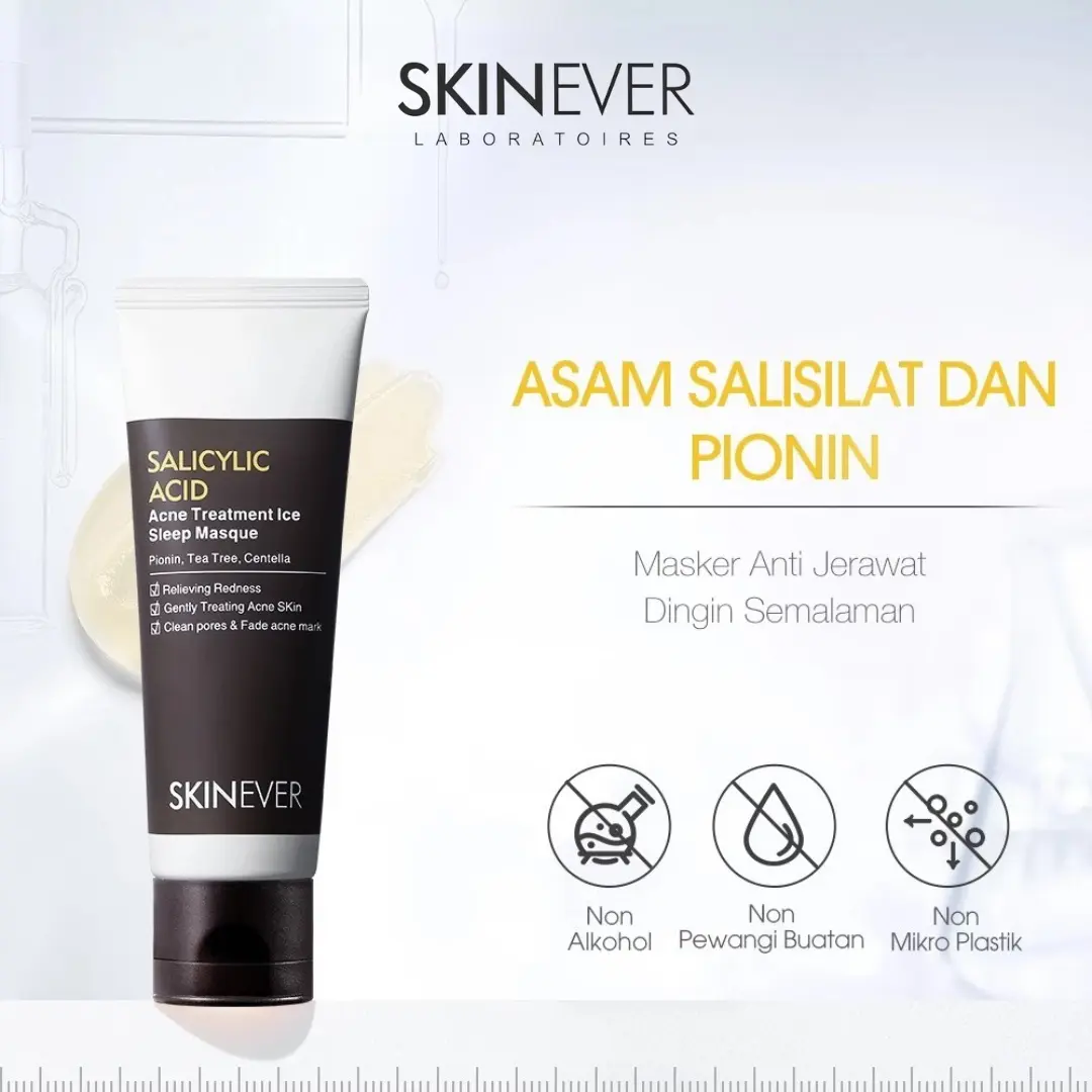 Skinever Salicylic Acne Treatment Sleep Mask – Masker Wajah Anti Jerawat dengan Salicylic Acid untuk Kulit Bersih Bebas Jerawat wajah jerawat perawatan jerawat