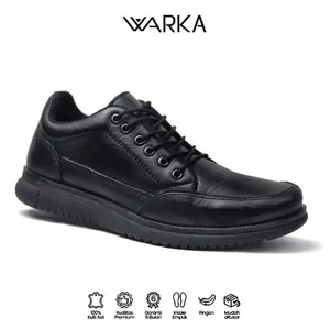 Warka SYON - Sepatu Pria Formal Sneakers Original Muda Kekinian Tali Hitam Bisnis Shoes Karet Casual Pantofel