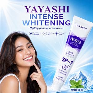 Buy 1 Get 1 Free | YAYASHI SP-7 Probiotic Whitening Toothpaste 120g, Snow Mountain Mint. Freshens breath, reduces plaque, strengthens tooth enamel, balances oral flora, lifts coffee, tea and surface stains for whiter teeth. Oral Dual-Effect