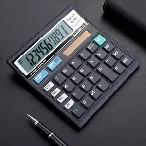 Kalkulator Kantor  12 Digit Bahan ABS Tahan Lama - Solar & Baterai Dual Power Cetak Logo Custom untuk Hadiah Bisnis dan Akuntansi Keuangan