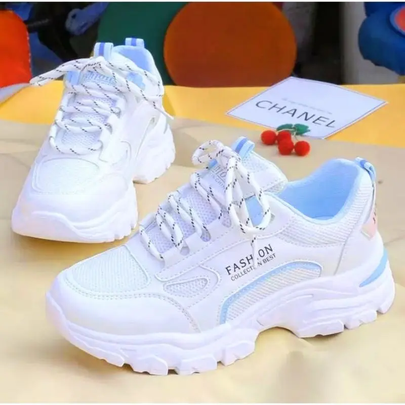 Sepatu Wanita Sneakers Putih Korean Style Terbaru 2024 Casual Shoes sport Kasual Cewek olahraga FCB BLUE