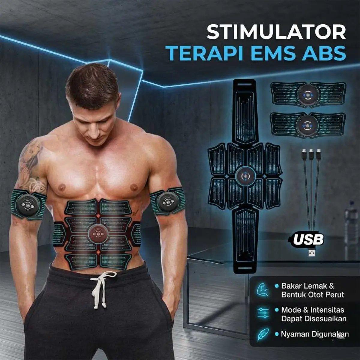 Alat Stimulator Terapi EMS Otot Six Pack ABS Abdominal Muscle MU583