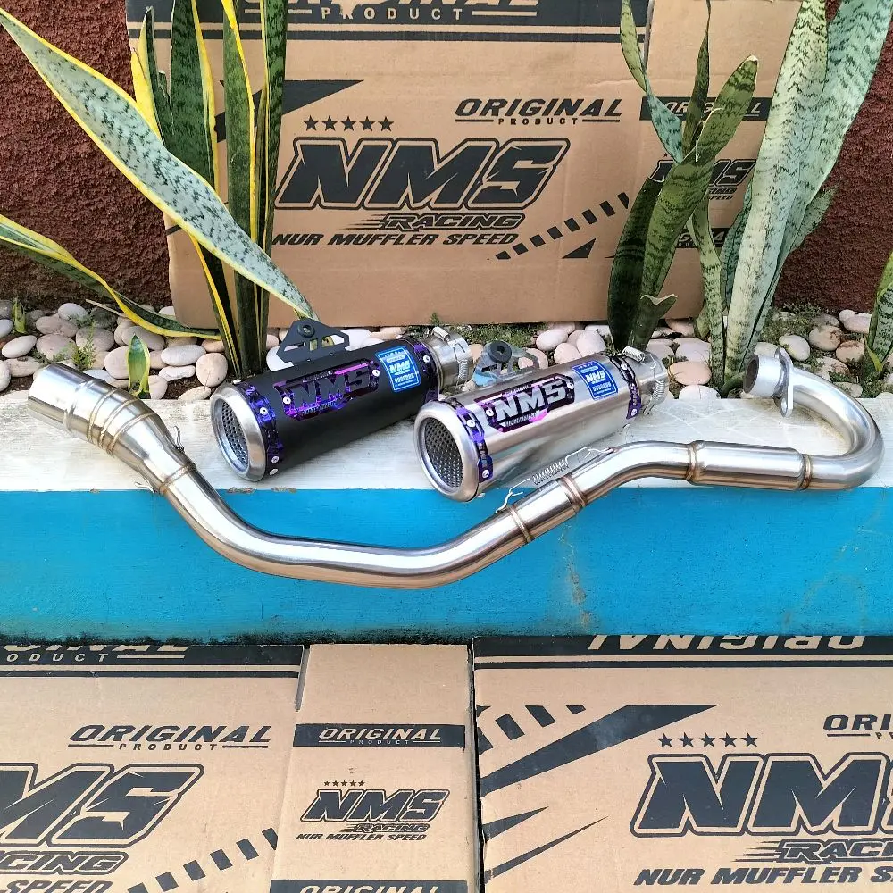 knalpot NMS RACING original pnp KLX CRF D TRACKER inlet50mm model GP 2 black cotting Motorcycle