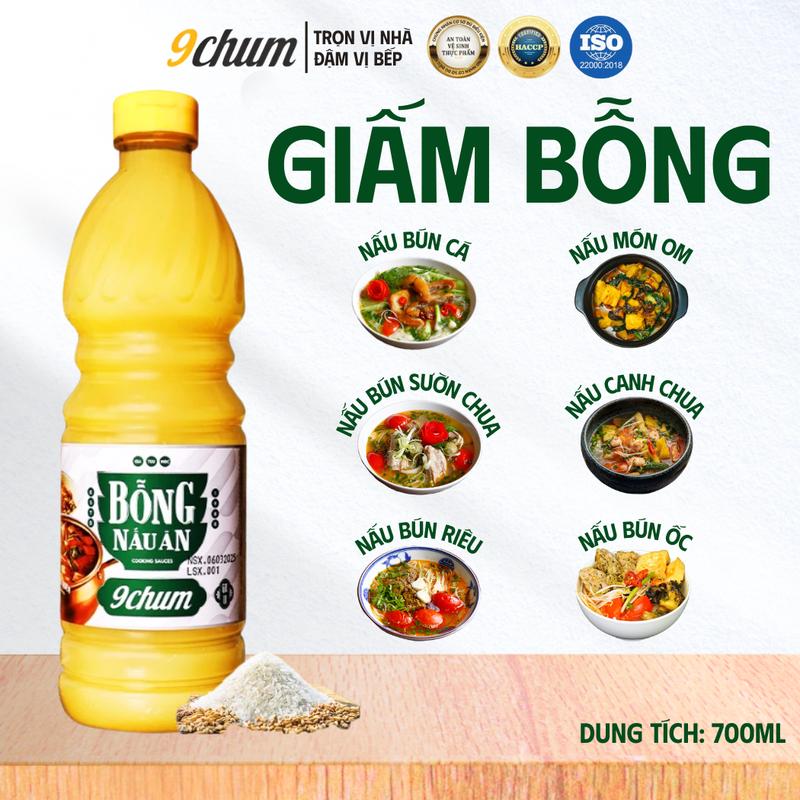  Giấm bỗng nấu ăn 9chum - Đặc sản gia vị miền Bắc - Dung tích 415ml 700ml 