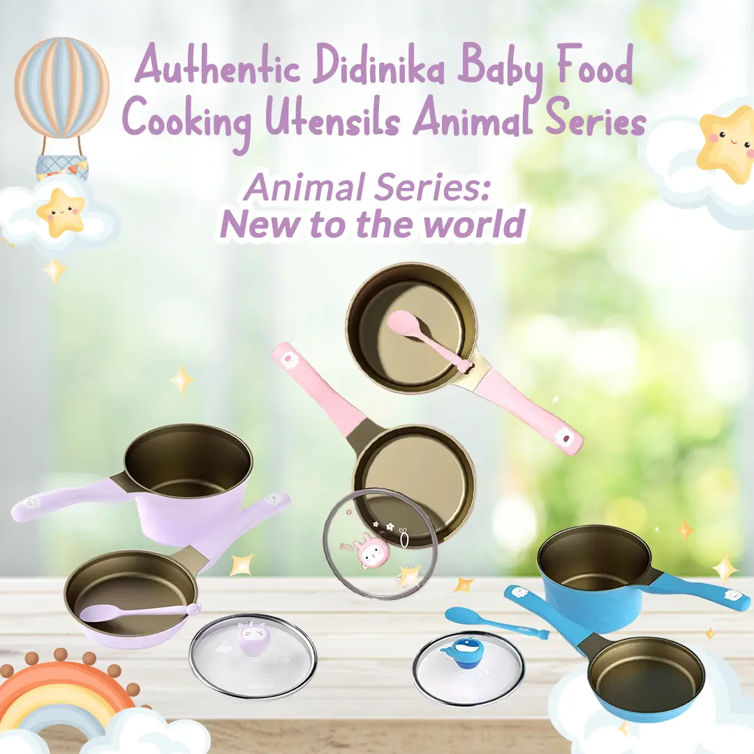 [Ready Stock] Authentic Korea Didinika Baby Food Non Stick Cooking Utensils | cookware | Animal Series 18cm｜FREE GIFT