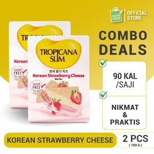 Twin Pack - Tropicana Slim Korean Strawberry Cheese 5 Sch (2 Pcs) - Wafer Bebas Gula, 90 Kalori