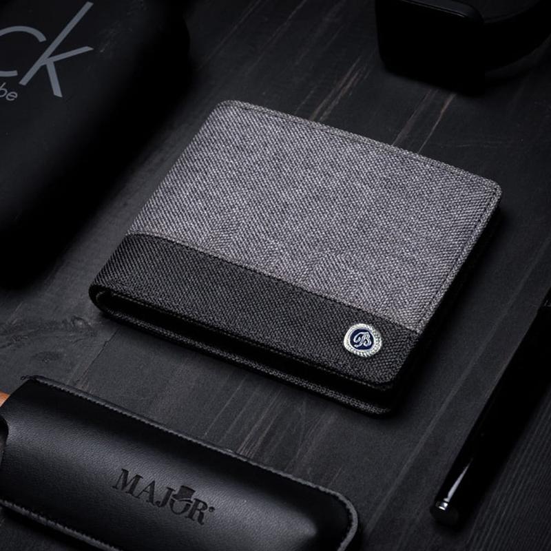 GRATIS ONGKOS KIRIM. Dompet pendek pria material kanvas dompet remaja dewasa dompet uang kartu Cowok Hitam 3
