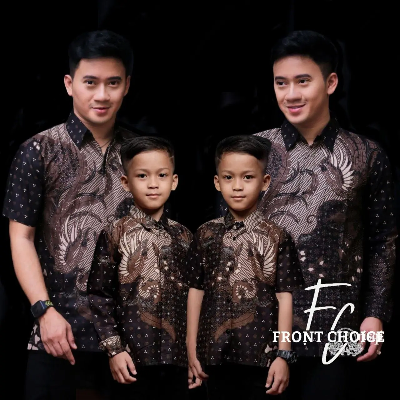 FRONT CHOICE - COUPLE BATIK AYAH DAN ANAK COWOK - KEMEJA BATIK PRIA DEWASA DAN KEMEJA BATIK ANAK LAKI LAKI LENGAN PANJANG MOTIF CUCAK ROWO