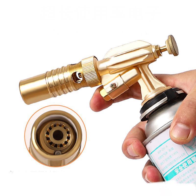 Khò Gas Mini Mạ Đồng Ngắn Tự Động Đánh Lửa , Có Điều Chỉnh Oxy Đa Năng