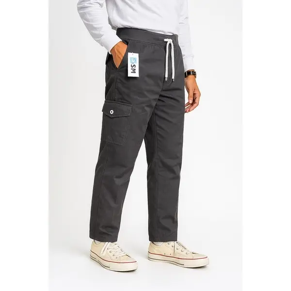 Celana Cargo Slimfit Pria Big Size 95Kg | Kain Katun Non Stretch Casual Cowok | Celana Panjang Pinggang Karet Melar Anti Sesak 2