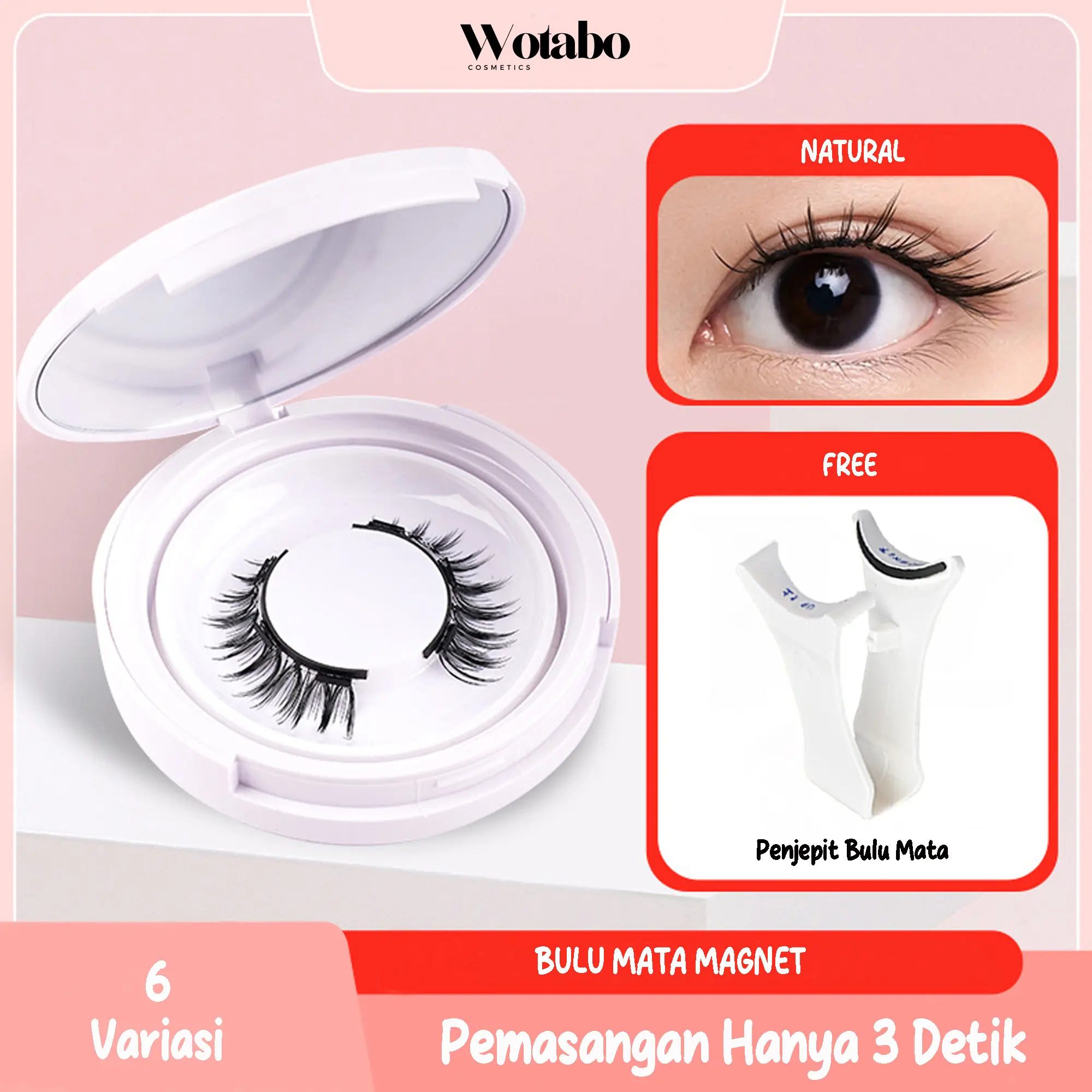 Wotabo - Magnetic Eyelash bulu mata palsu magnet  eyelash extension - Bulu Mata Palsu Natural Lem Mempercantik