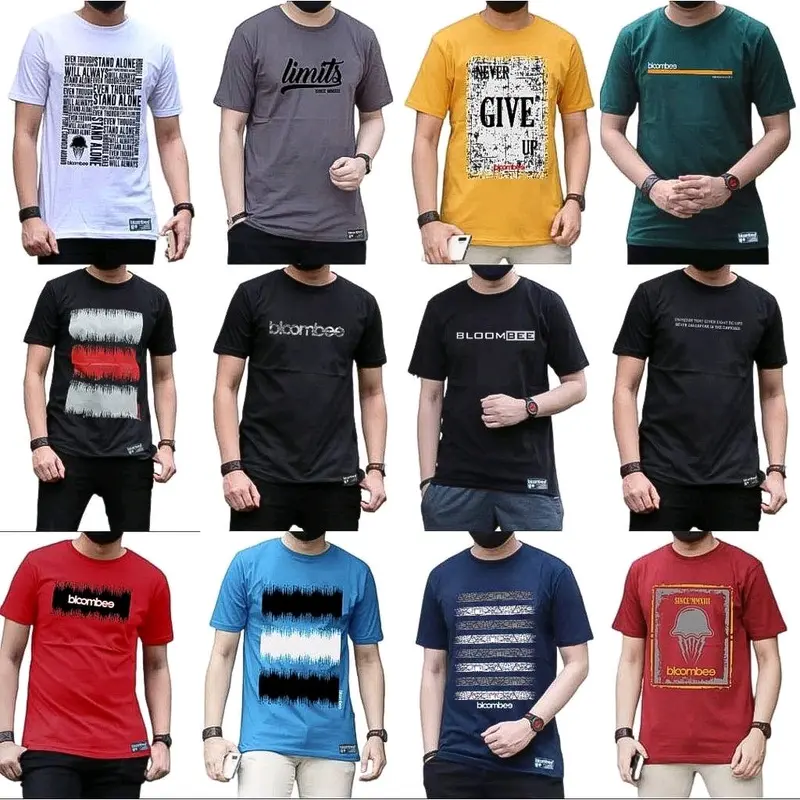 Kaos Distro Pria 50 Ribu Dapat 3 Oblong Lengan Pendek Beli Lokal Slim-fitting Semi Katun 1