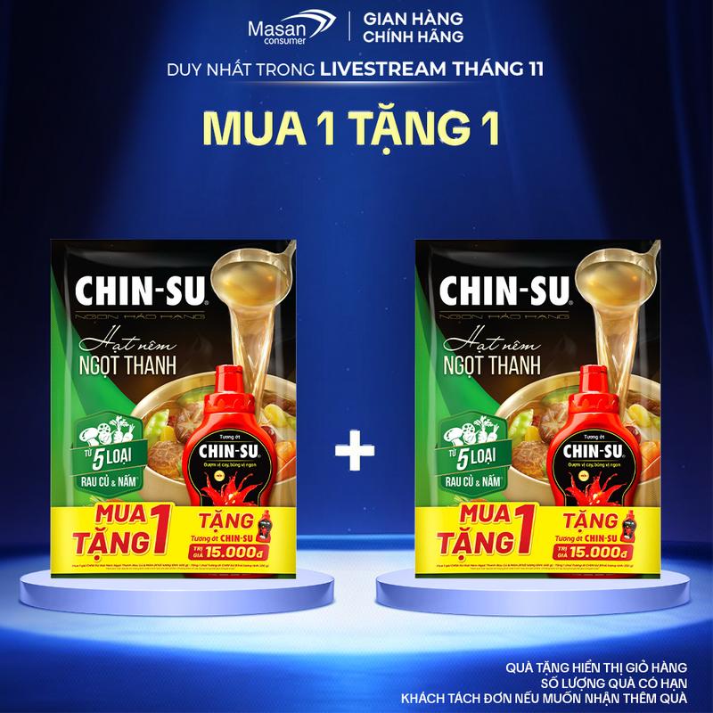Hạt nêm CHIN-SU ngọt thanh từ 5 loại rau củ MB - Gói x 400gr Khuyến Mãi 1 chai tương ớt CHIN-SU MB 250gr