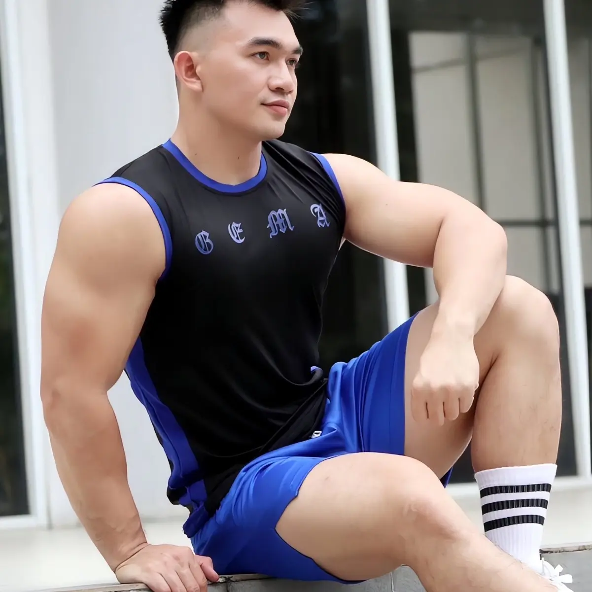 Baju singlet fitness [Evolition] (set baju dan celana) Sport Celana