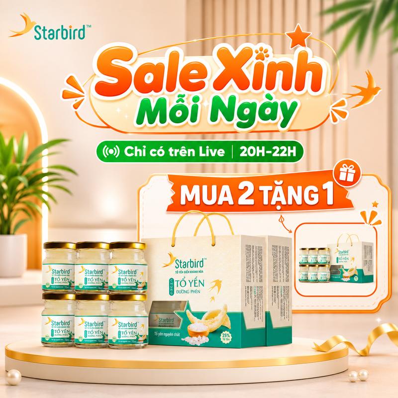 Yến Chưng Sẵn vị Đường Phèn Starbird – Lốc 6 hủ