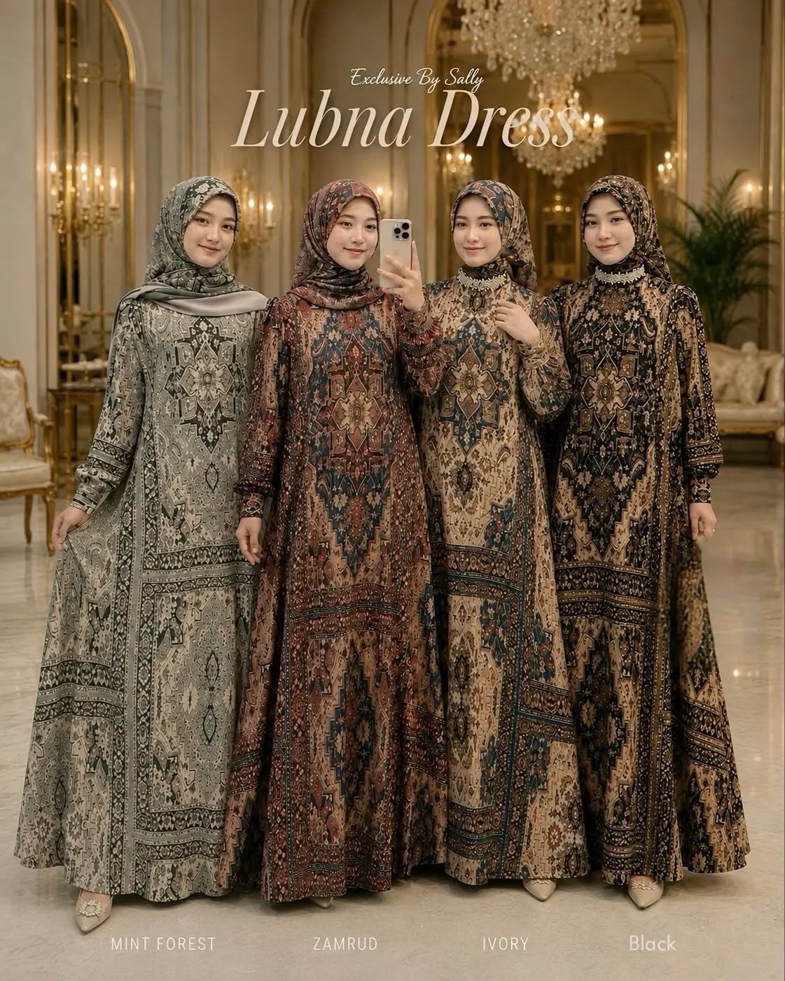 Sally Scarf- LUBNA- DRESS  _CHASMERE/SARIMBIT KELUARGA, FULL PRINTING- Exclusive/ daily outfit / dress kondangan